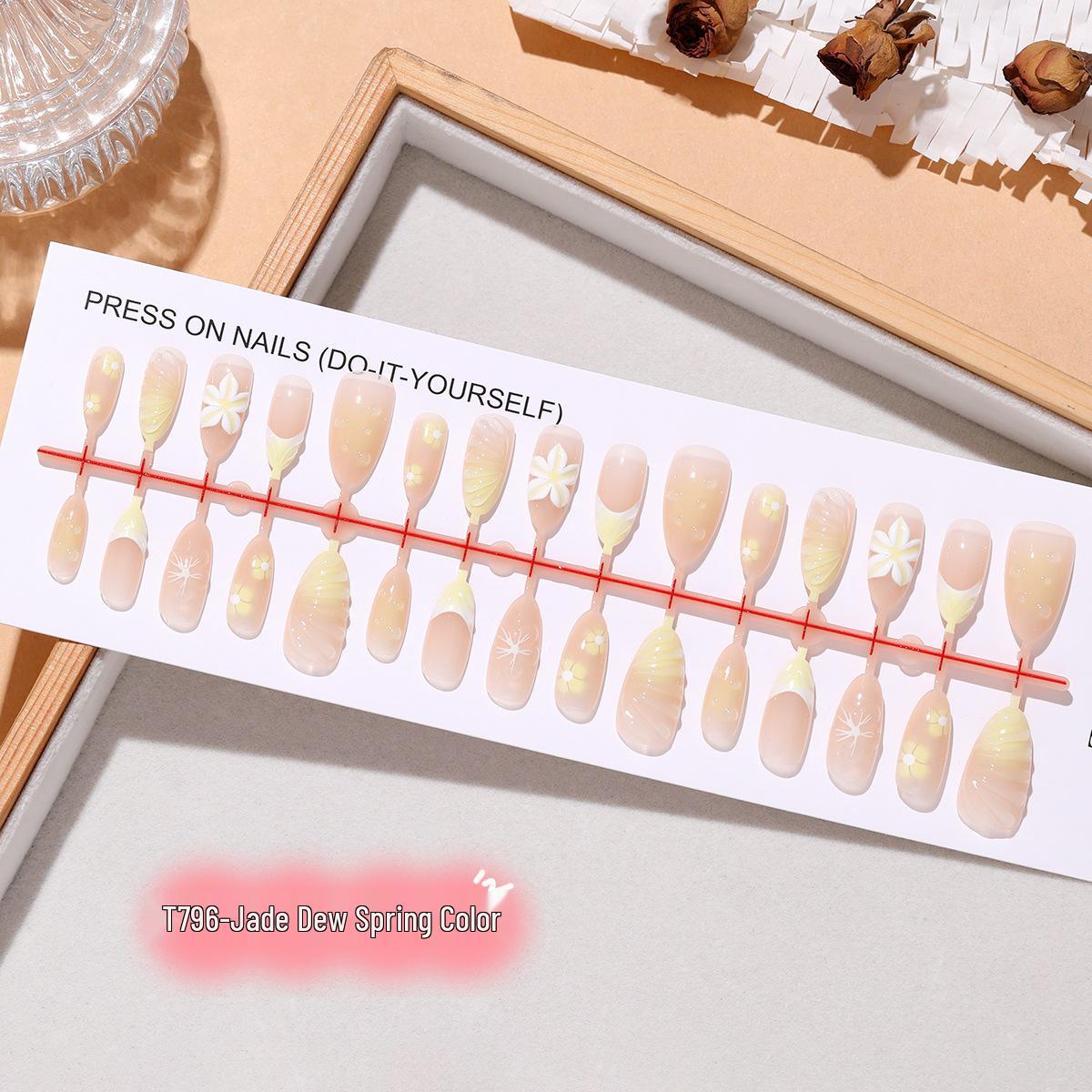 Dewdrop Spring Almond Nude 3D Water Drop Gradient Flower Nail Stickers