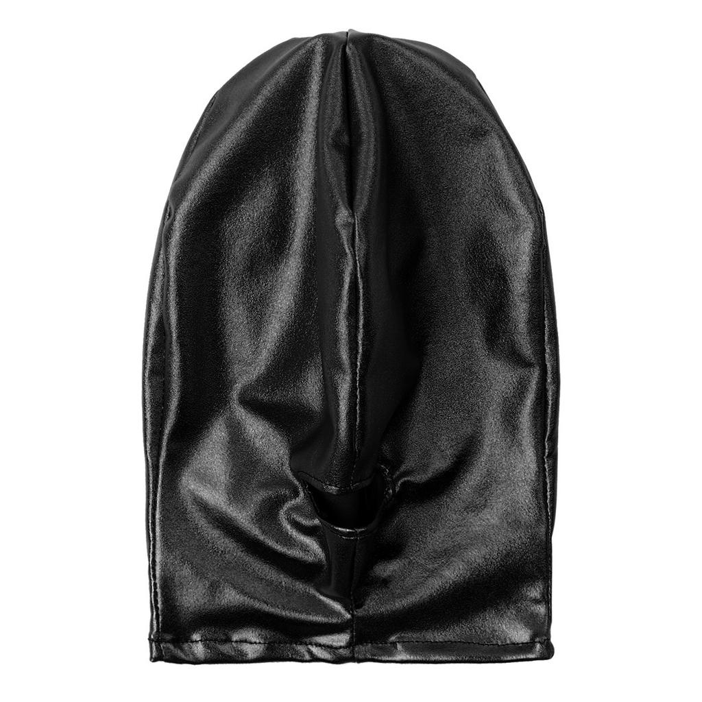Unisex Metallic Latex Face Mask - Shiny Full Head Hood with Open Mouth for Role Play Parties