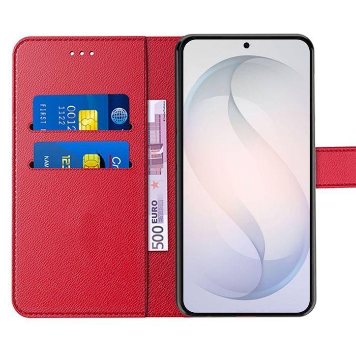 Coque pour Samsung Galaxy S26, Protection Rabat Anti-Rayures Antichoc Synthécuir Rouge