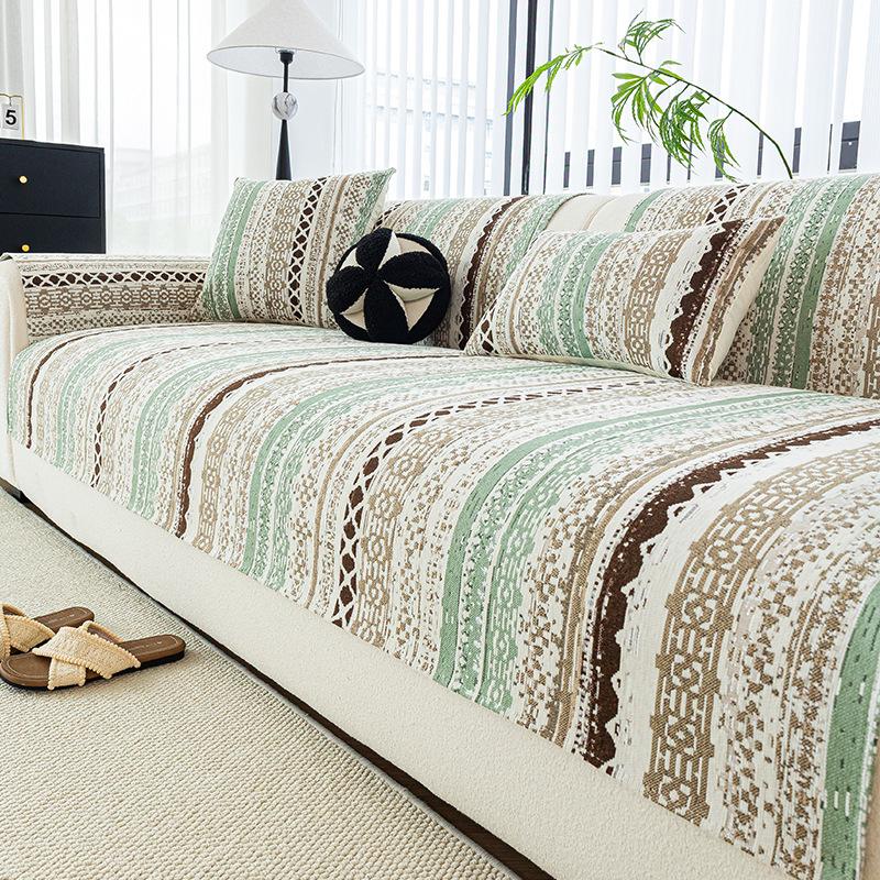 Sofa Cushion Striped Sofa Towels One-Piece Dust Cover Anti Slip Wrinkle-Resistant Healthy And Environmentally Friendly Reusable
