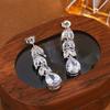 Fashion Leaf AAA Cubic Zirconia Wedding Bridal  Sterling Silver Dangle Earrings for Women Shiny Zircon Luxury Party