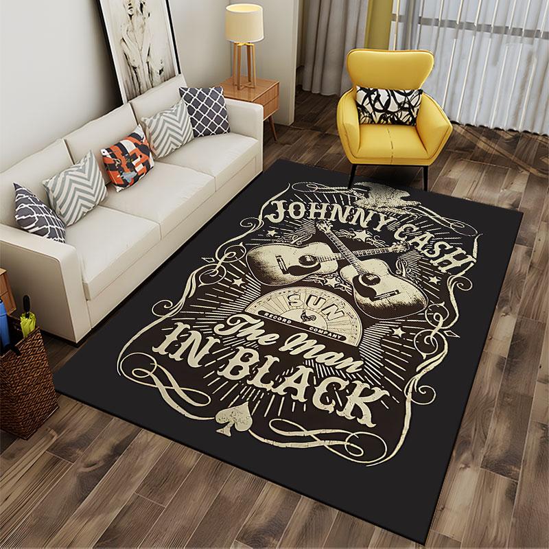Johnny Cash Retro Music Carpet suitable as a non-slip mat for the living room or bedroom sofa