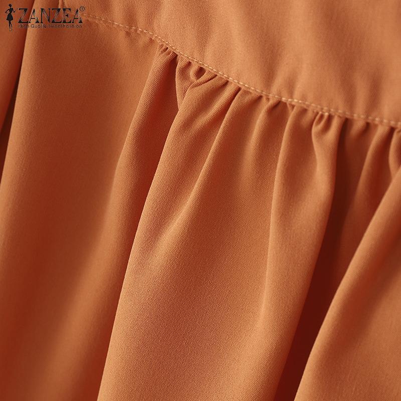 ZANZEA Women Casual Square Collar Summer Short Sleeve Blouse