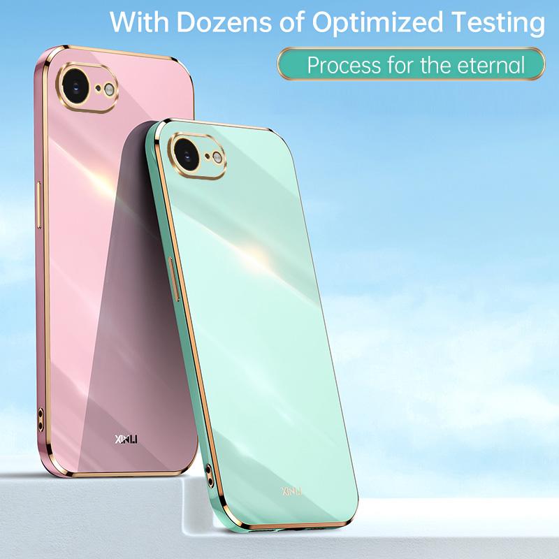 For iPhone 16E SE4 2025 Case Plating Silicone Bumper Soft TPU Back Cover Shockproof Phone Case for Apple iPhone 16E iPhone 16E S