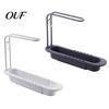 Retractable Sink Caddy Tray Kitchen Organizer with Towel Hanger, Adjustable Plastic Soap And Sponge Holder Holder, Large Capacity Countertop Drainage