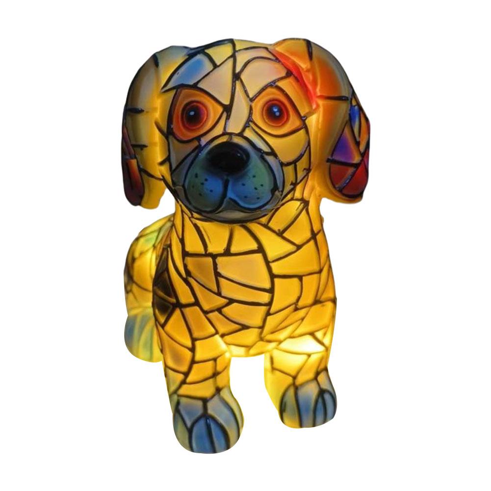 Cat Lamp Animal Art Resin Table Lamp Colorful Vintage Stained French Bulldog Corgi Maine Coon LED Night Light Gifts