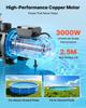 Zwembadpomp, 3000W, 35.000 L/U Maximaal Debiet Eén Snelheid Zwembadpomp, AC 220-240V, 2860 RPM, 19 m Maximale Opvoerhoogte, met 24-Uurs Timer & Filtermand, voor