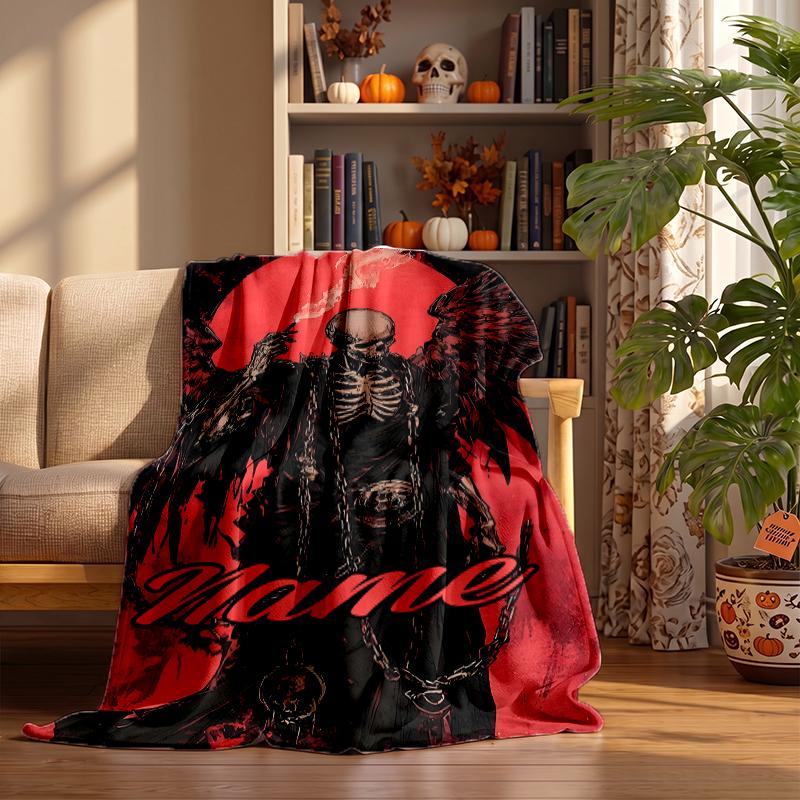 Dark Gothic Custom Flannel Blankets Soft Warm Cozy Throws for Home Decor Holiday Gifts