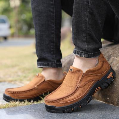 Men's Shoes Low Top Slip-on Casual Leather Shoes Genuine Leather Spring and Autumn Fashion Shoes Outdoor Work Shoes