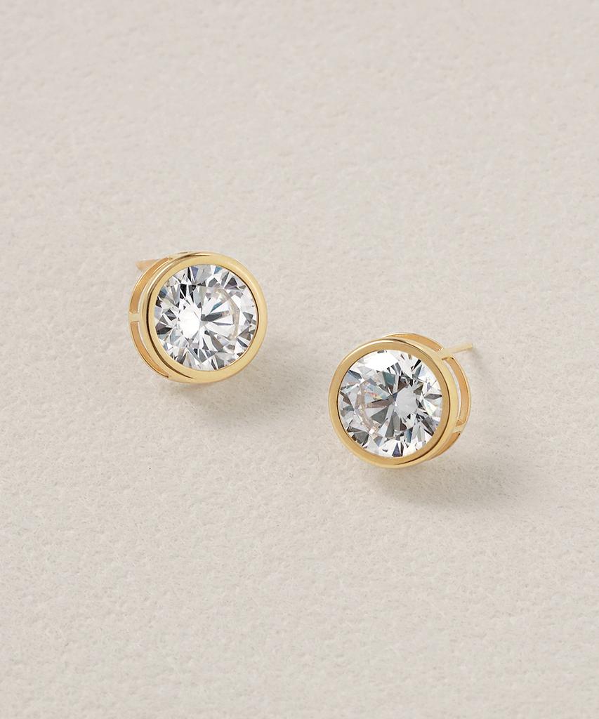 Mcel 14K Moa Bezel Cubic Earrings