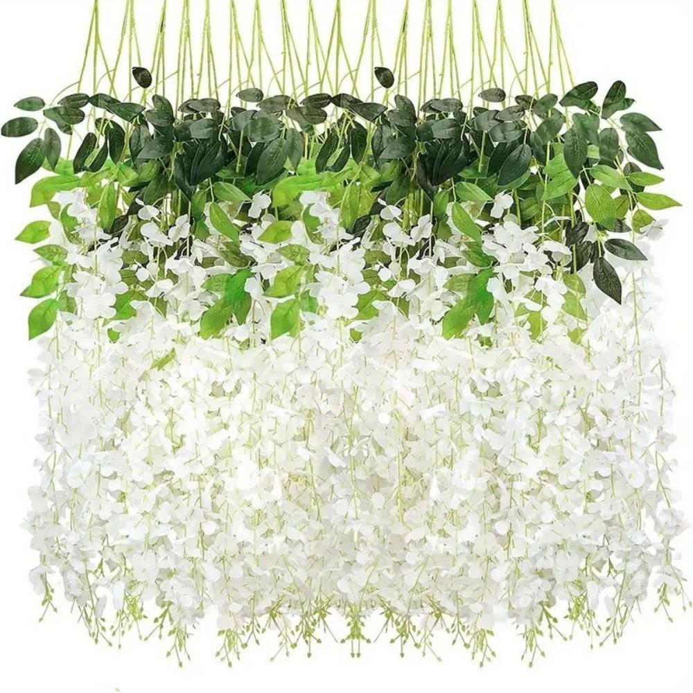 12pcs Long Branches Simulated Wisteria Hanging Trailing Flower String Silk Flower Garland Display