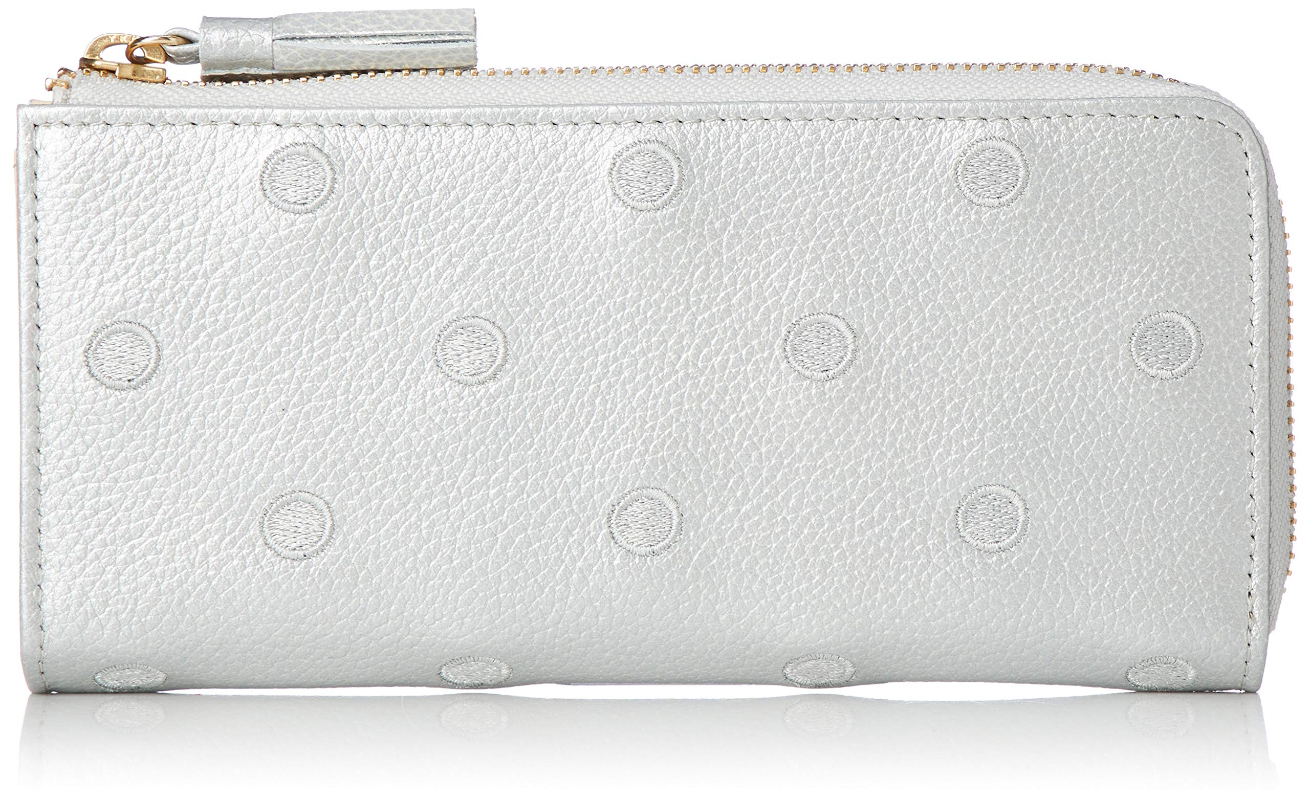 

Женский длинный кошелек Perke из коровьей кожи с вышивкой в виде точек, L-образной формы, плотно прилегающий к ладони, 08-06-02978, SV, один размер