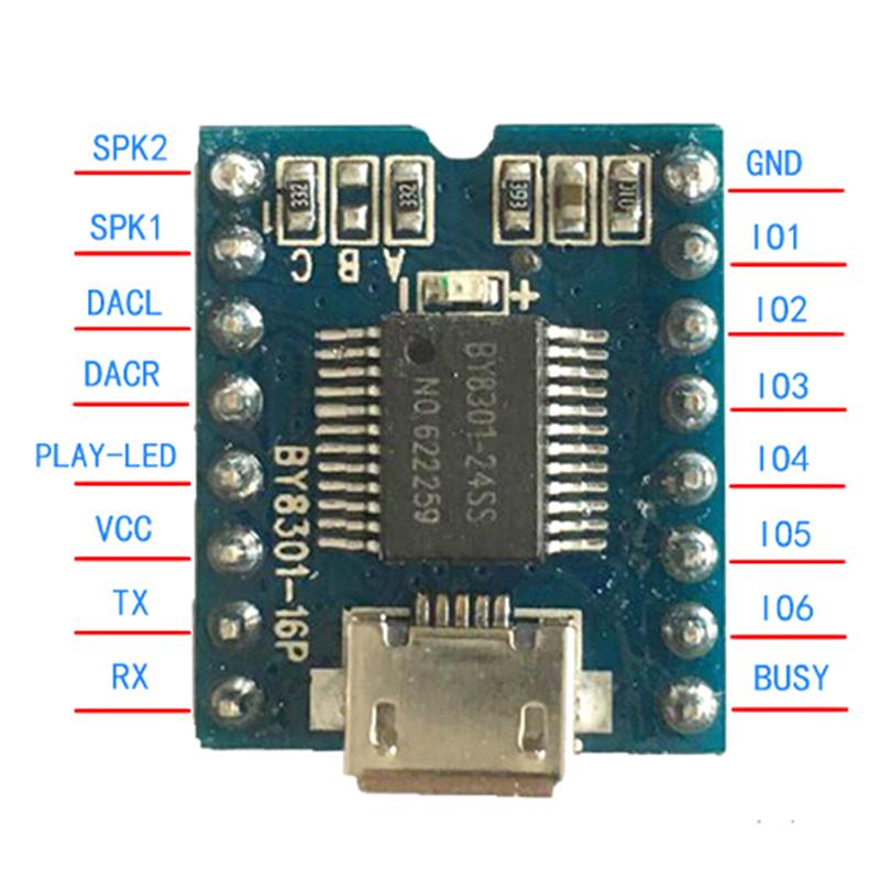 By8301-16P Ssop2 Mp3 Aduio Serial Voice Spi Flash Module 3W Amplifier Micro Usb