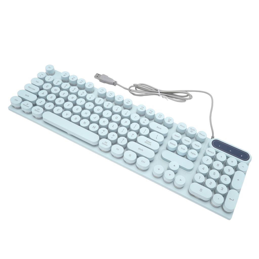 Gaming Keyboard USB Round 104 Keycaps Backlit Ergonomic Fodable Feet Multimedia Keys Wired Keyboard