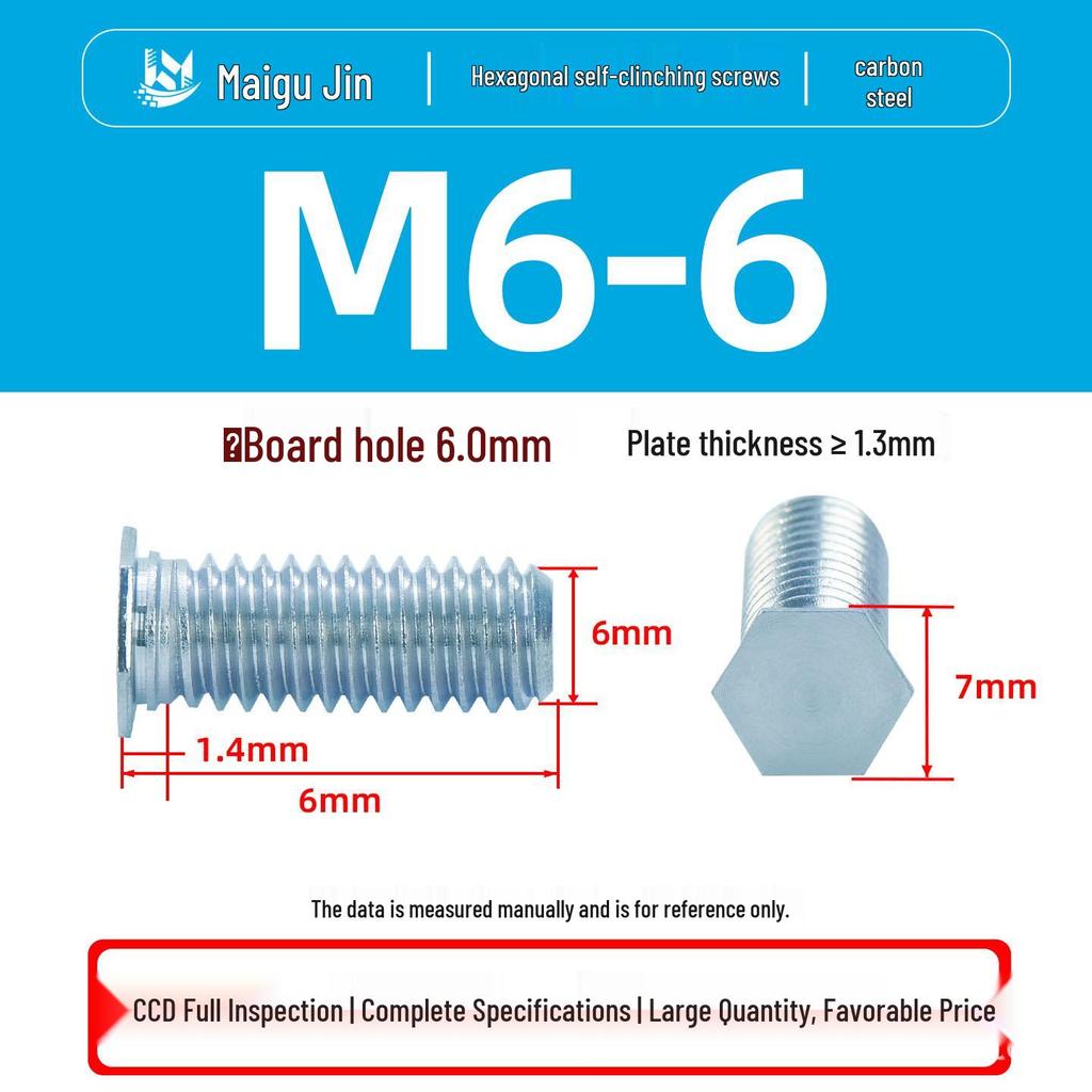 NFH Hex Rivet Nut: Galvanized Press Plate External Thread Screw, 8.8 Grade, M3-M8 Sizes.