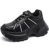 Scarpe da Ginnastica Retro a Suola Spessa Primavera Autunno Donna Vera Pelle Non Stanchevoli Scarpe da Viaggio per Piedi Sportive Tempo Libero Scarpe da Donna