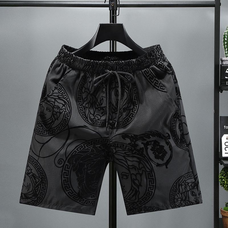 2026 Men's Slim Flocked Trendy Beach Shorts - Casual Summer Wear