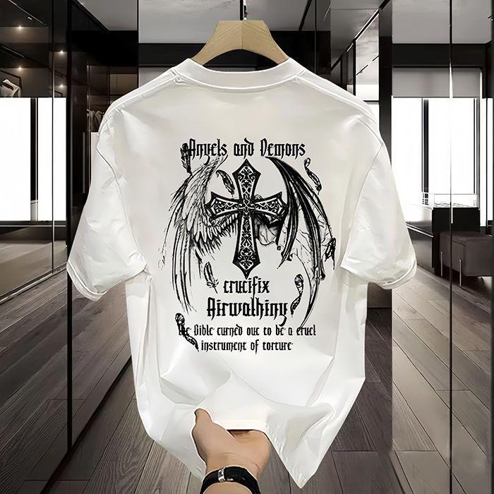 

Summer Mens New TShirt American High Street CrossStriped LooseFitting Pure Cotton Casual Sports Mens Short Sleeve Shirt S