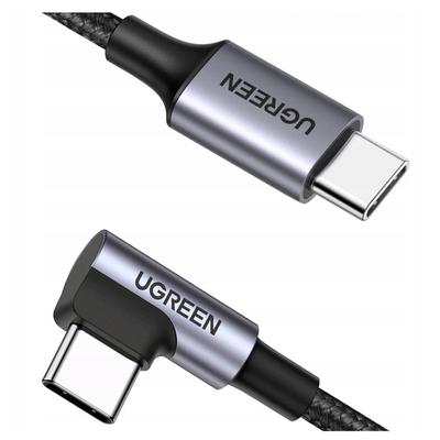 USB-C To USB-C Cable, Angled Ugreen US255, 3A, 60W, 0.5M (Black)