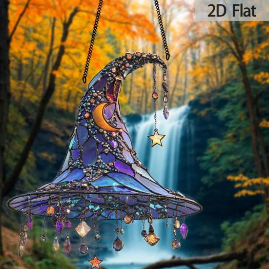 Halloween Colorful Bat Hanging Decoration Stained Glass 2D Flat Acrylic