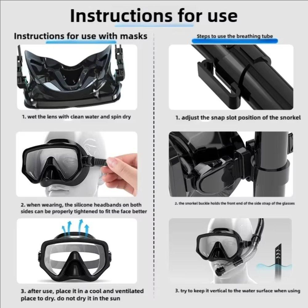 Swimming Goggles Underwater Snorkeling Mask Waterproof Dry Snorkel Set  Adult