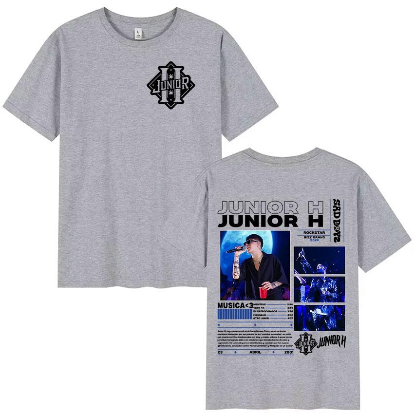 Rapper Junior H Sad Boyz Tour 2025 Album Merch TShirt Men Hip Hop Gothic Punk T Shirt Fans Gift Oversized Short Sleeve T Shirts