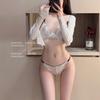 Damen Sommer Ultra Dünnes Modell Reines Verlangen Sexy Spitze Transparent Kleiner Busen Rafft Um Große Unterwäsche Zu Zeigen