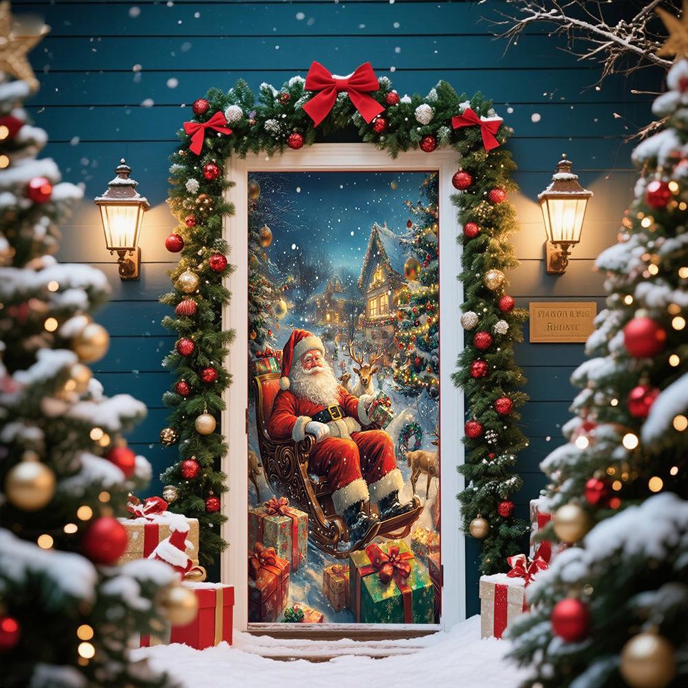 Cross-Border JIT Christmas Door Hanging Tapestry: Festive Decoration for Party and Room