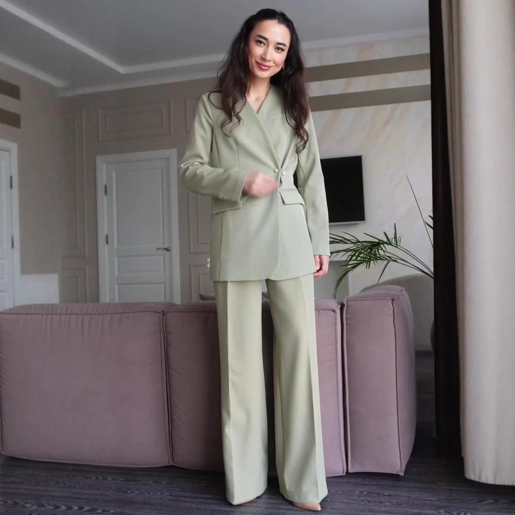 2025 Autumn Buttoned Suit Jacket & Trousers Set for Women