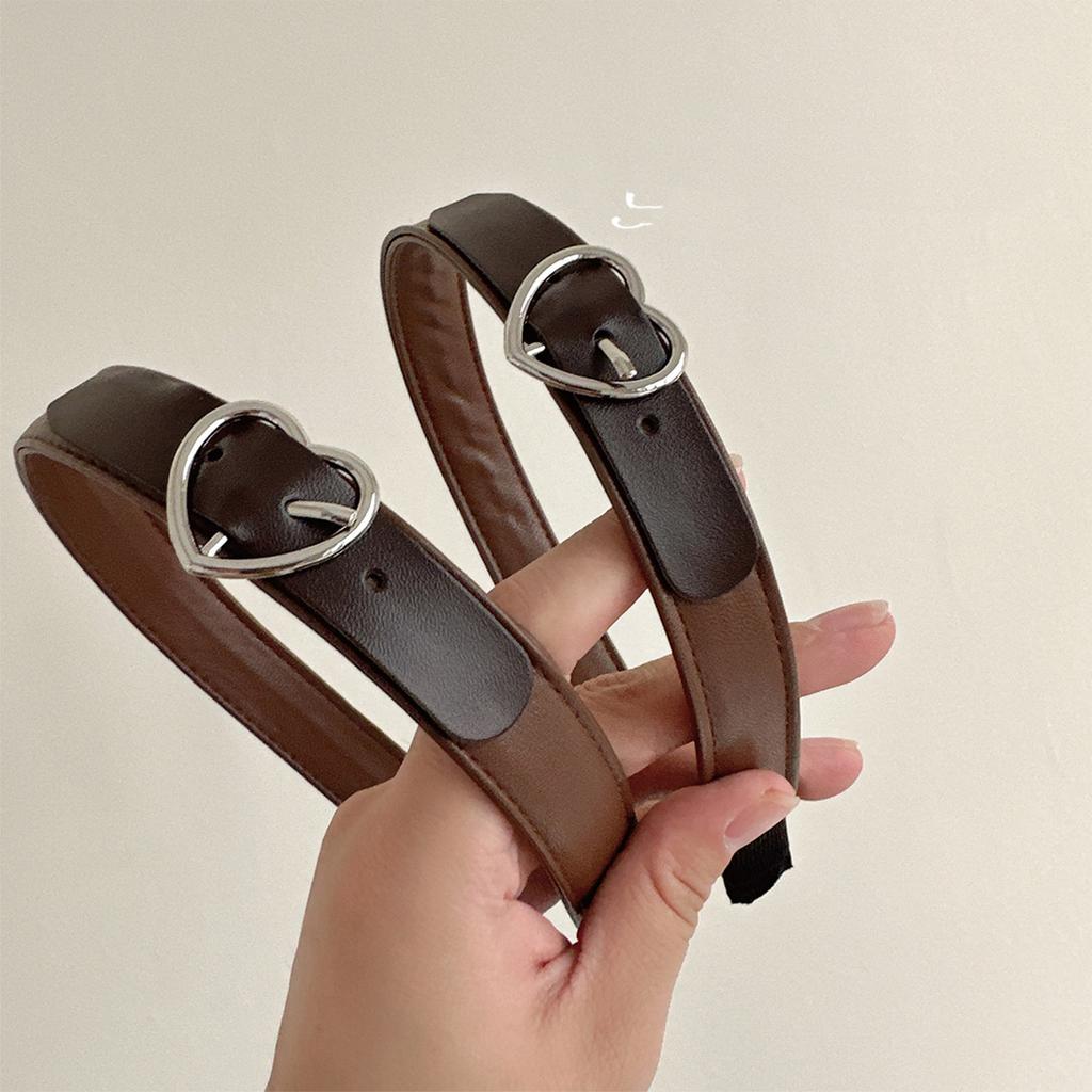 PU Herzförmige Schnalle Stirnbänder Elastisch Frau Make-up Stirnband Übertrieben Verstellbar Rock Punk Haarband Rutschfest