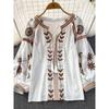 Ethnic Style Long Sleeve Loose Cotton and Linen Pullover Casual Embroider