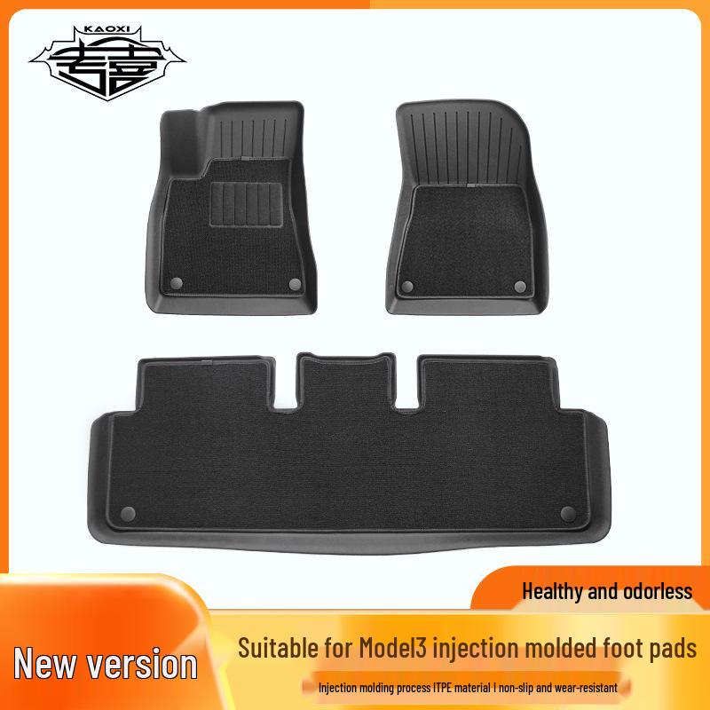 Tesla Model 3 Waterproof TPE Floor Mats, Double-Layer, Wear-Resistant with Lamb's Wool, Facelift Version.