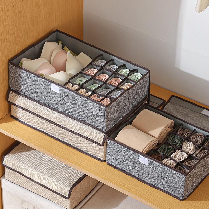 Foldable Underwear & Sock Organizer with Lid for Bedroom Drawers