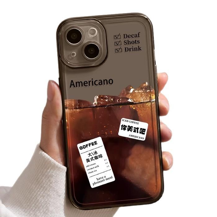 American coffee iPhone16promax iPhone case 15 new 14 transparent tpu all-inclusive 13 protective case