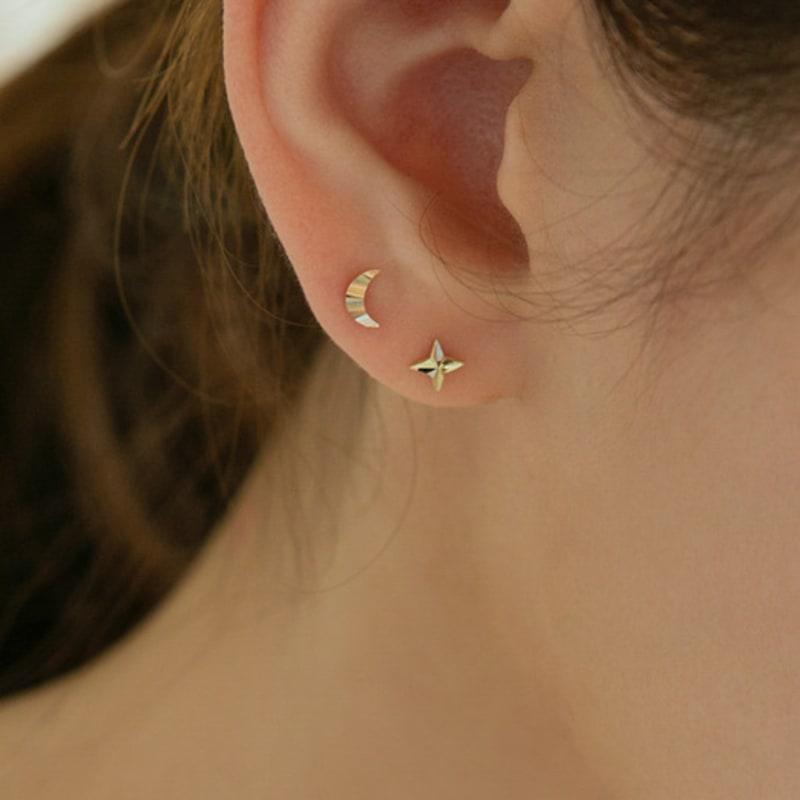 LUNNE 14k Cut Crescent Moon Earrings (14k Gold) #ES13