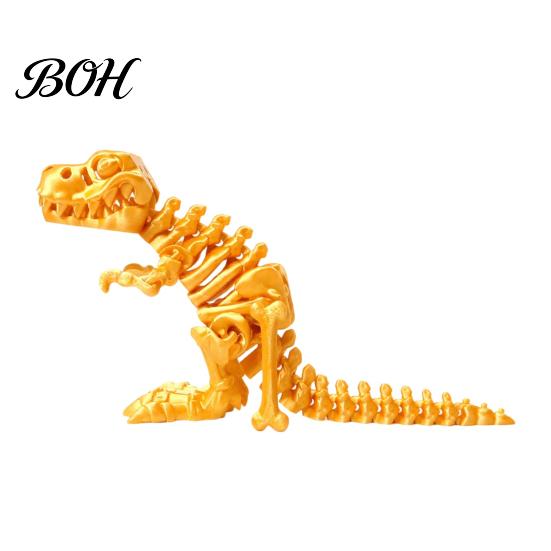Smooth Joint Dinosaur Toy 3D Printed Figure, Movable Joints Opening Decoration, Decoration Gradient Metallic Texture Mini Bone Accessories Science