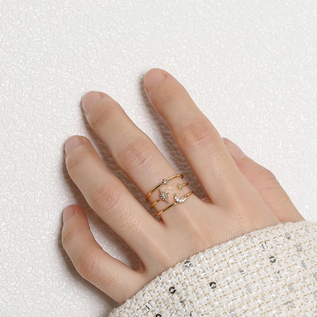 Heiß verkaufender kreativer einfacher Temperament Damenring, Stern Mond geometrische High-End-Ringe