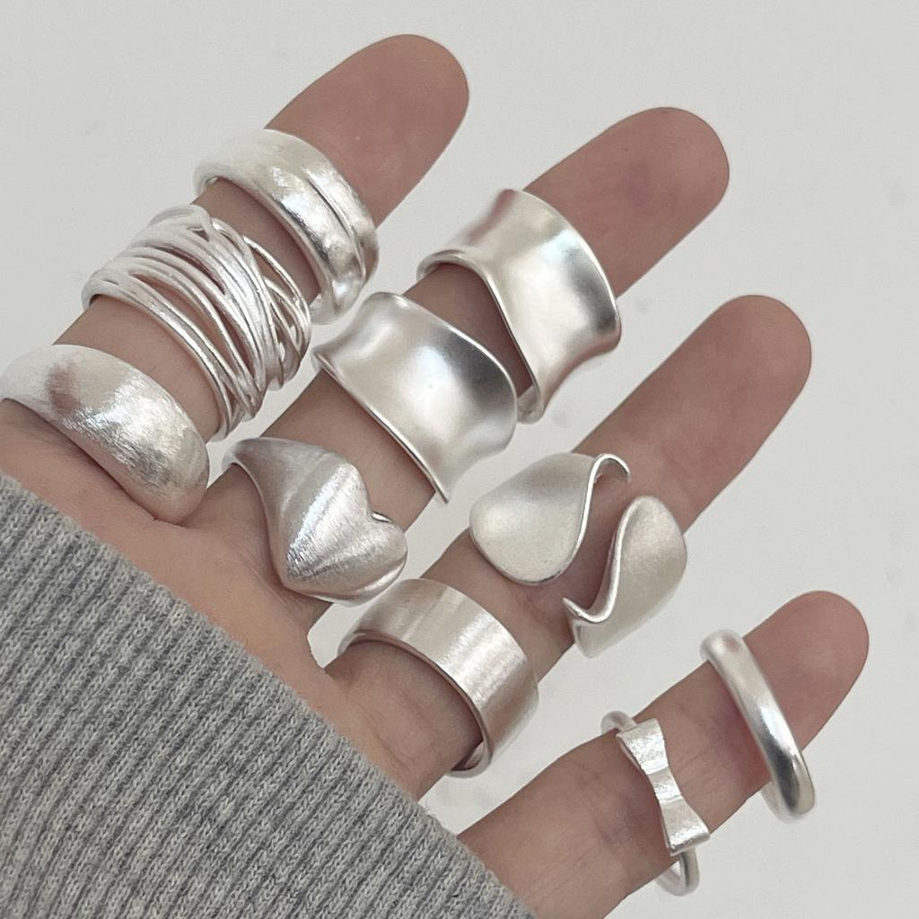 925 Sterling Silver Rings for Women Couple Minimalist Handmade Simple Shinning Inter Ring Set Party Jewelry Gift Prevent Allergy