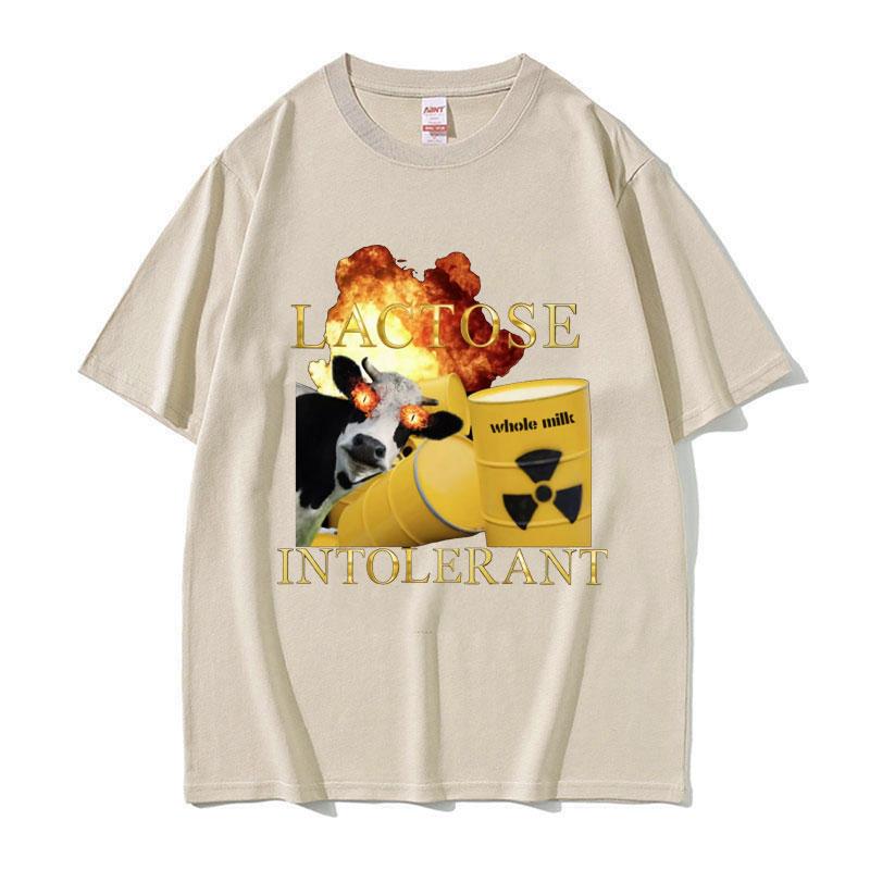Lactose Intolerant Funny Meme Graphic T Shirt Men Women Harajuku Retro Humor T Shirts Male Casual 100% Cotton T-shirt Streetwear