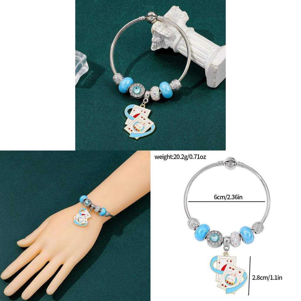 Doraemon Kristallperlenarmband mit Karte Cartoon-Anhänger zum Verschenken