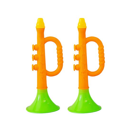 2Pcs Kids Trumpet Toys Simulated Music Enlightenment Hand-eye Coordination Cheer Preschool Learning Trumpet Toys Kindergarten Toys