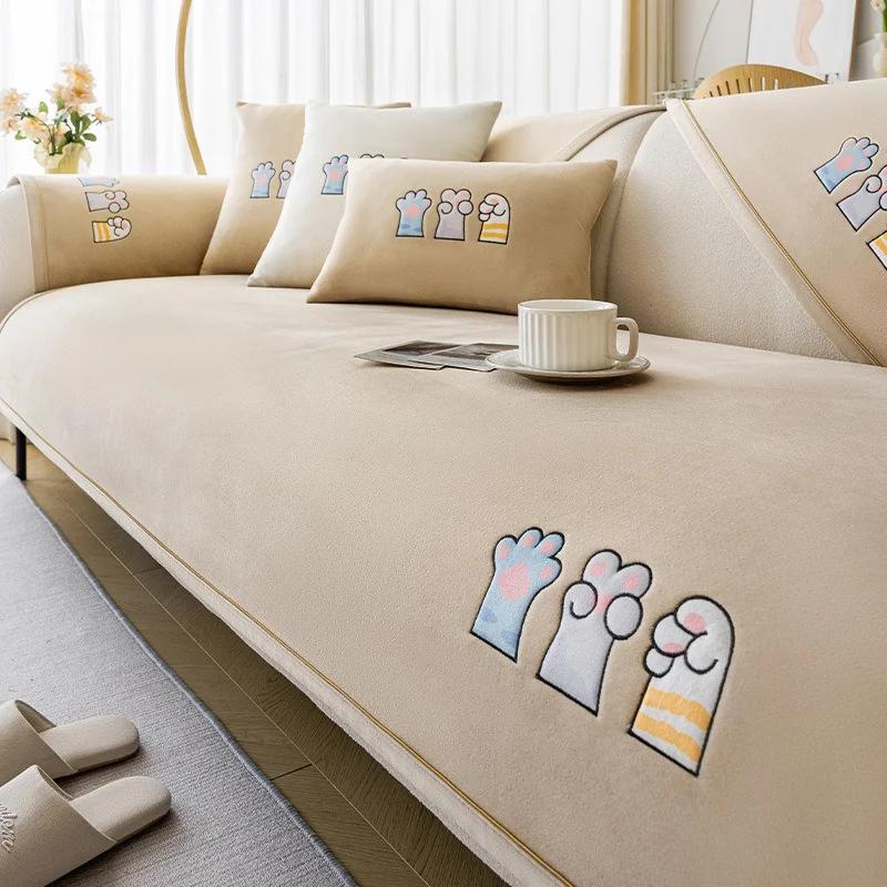 

Soft Plush Sofa Cover for Living Room Anti-Slip Universal Sofas Covers Back Couch Towel Sectional Couch Mat Furniture Protector 1pc 30x50 pillowcase