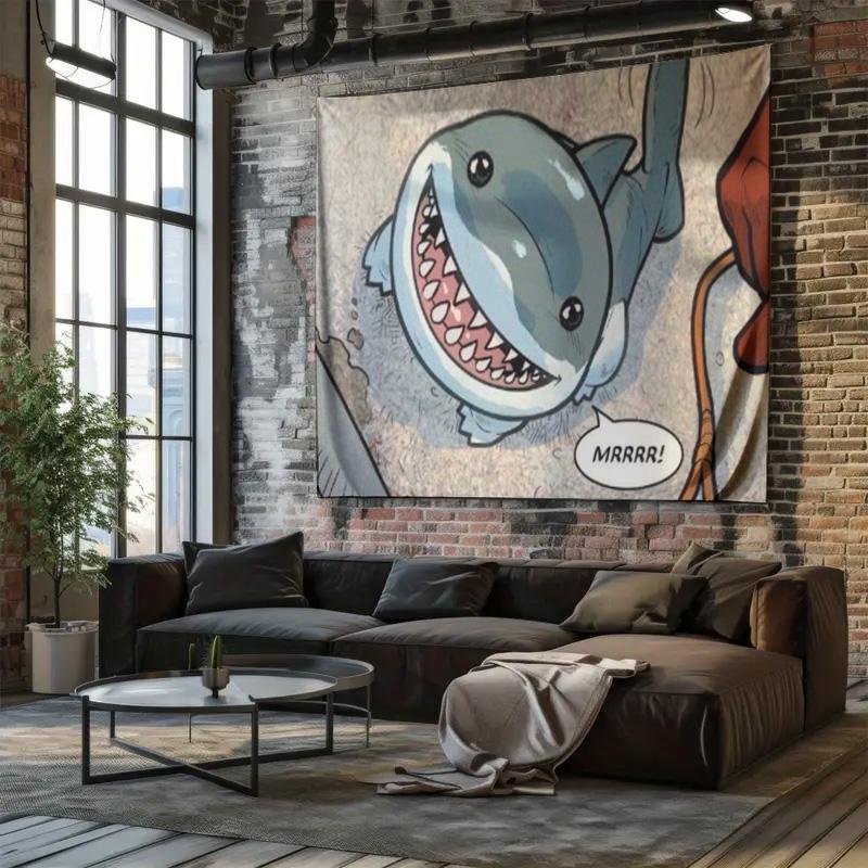 Trendy Street Style Shark Tapestry Bedroom Decor Art Print
