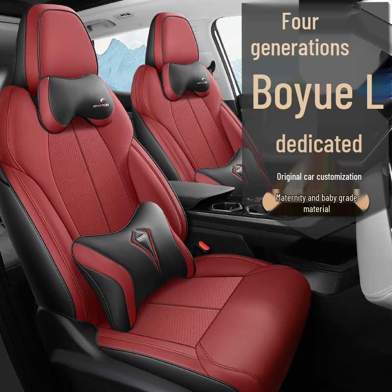 Breathable Perforated Leather Seat Covers for 2023-2025 Geely Boyue L: Full Coverage, Four Seasons Cushion
