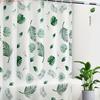 high quality shower curtain set featuring leaf   -   With Hooks Waterproof Mildew Proof Easy Install Washable