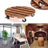 Wooden Base Plant Stand Holder Round/Square Rolling Wheeled Pot Trays Flower Pot Rack Tray  Garden