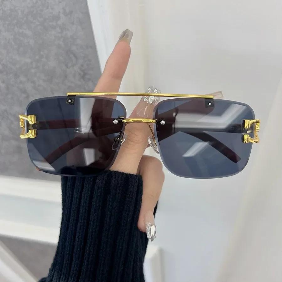 Personality Square Sunglasses Women Men Rimless Sun Glasses Female Male Designer Brand Classic Travel Outdoor