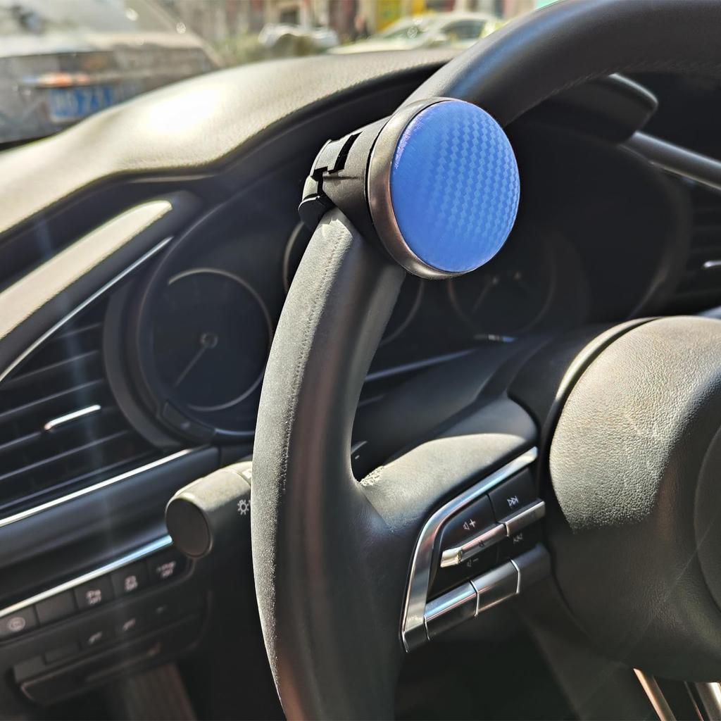 Charming Decor Steering Wheel Spinner for Cars, Light Vehicles, Trucks, Stylish, Anti-Slip, Quiet Bearing Construction, Mounting Tools Included (Blue)