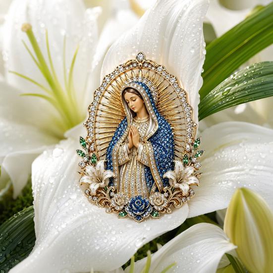 Sacred Heart of Jesus Brooch Confirmation Souvenir Christian Faith with Enamel