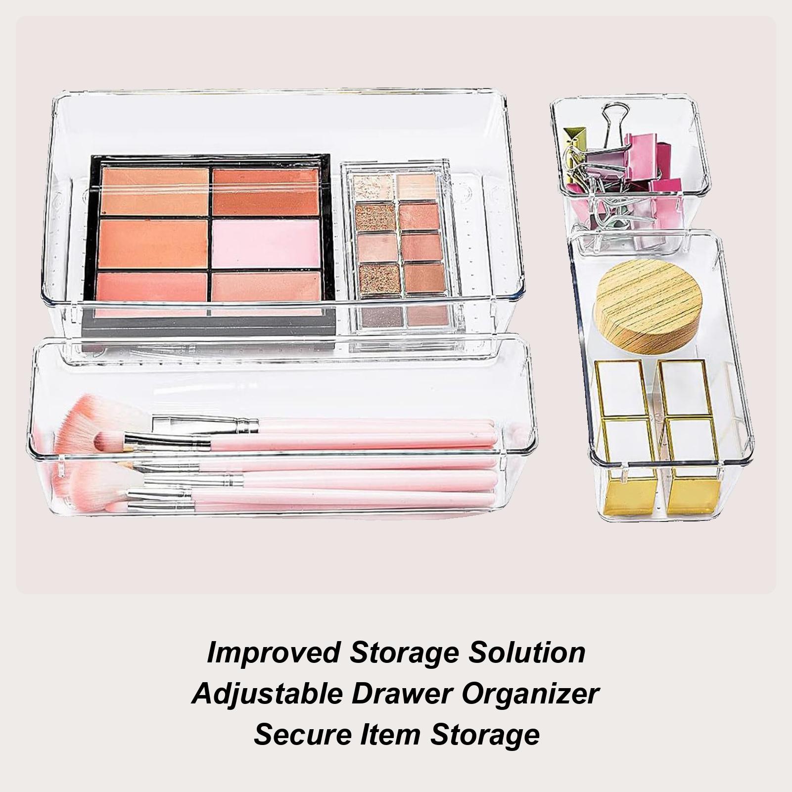 Drawer Organizers Set 4 Sizes Clear Drawer Organizers And Storage Bins Cosmetics Container Makeup Divider Bins For Lipsticks China Mainland